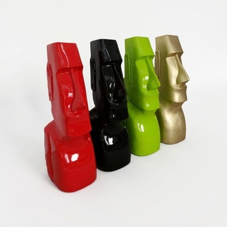 Abstract decorative sculpture designed as a gloss standing colorful moai 75cm