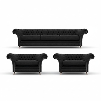 Designer furniture black sofa set 3-piece living room sofas Chesterfield