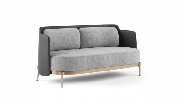 Designer grey 2-seater luxury living room upholstered couch textile furniture