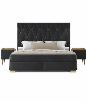 Designer gray bedroom set stainless steel double bed bedside tables
