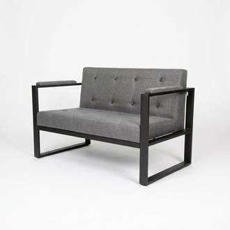 Designer Grey Bench Two Seater Textile Cover Office Furnishing Furniture