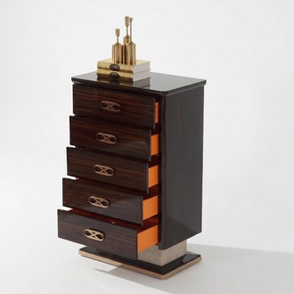 Modern style designer gloss dressing table with 3-sliding drawers made of stainless steel & real wooden frame