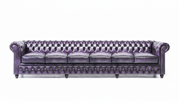 Designer Large Purple 6-Seater Sofa Leather Textile Luxury Upholstered Chesterfield Sofas