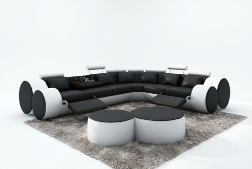 DESIGNER LEATHER COUCH CORNER SOFA LIVING LANDSCAPE MADE IN EU LEATHER SOFA CORNER COUCH SOFA !!