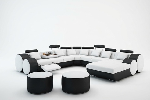 Designer leather sofa with USB XXL living landscape big sofa upholstered corner sofa relaxation