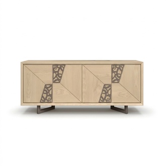 Designer light brown sideboard living room dresser luxury wooden chest of drawers