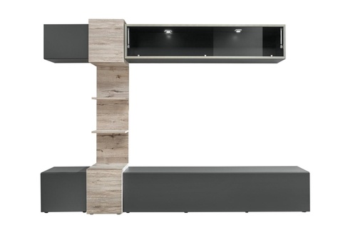 Designer living room modern set wall unit wall shelves gray TV stand