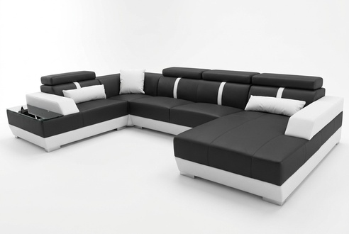 Designer living room sectional couch + USB sofa upholstered sofas new black leather sofa