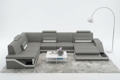 Designer living area U-shape with USB corner sofa upholstery set corner set sofa