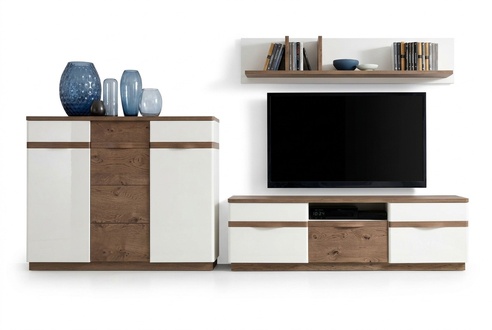 Designer living room TV lowboard exclusive complete wall shelf sideboard