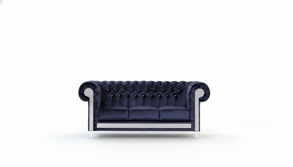 Chesterfield Sofa 3-Seater Blue Leather / Textile Unique Design Living Room Comfortable Couch New