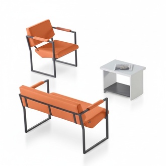 Designer Office Set Leather Two-Seater Designer Coffee Table Armchair 3-piece