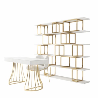 Designer office work room set shelf table armchair complete set furniture 3 pieces. New