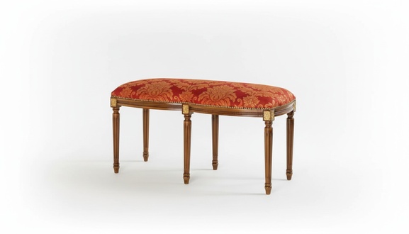 Designer Red Bench Stool Living Room Seating Furniture Upholstery Textile Fabric Bench