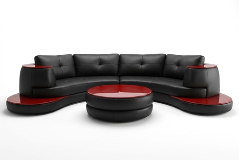 Designer round USB corner sofa living landscape round sofa leather sofa couch U-shape