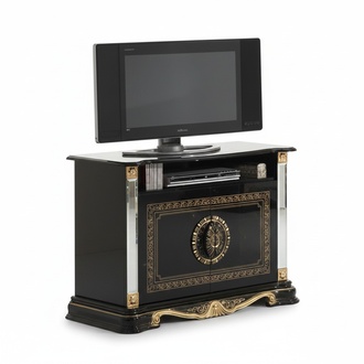 Designer baroque style made of real wooden living room TV lowboard with swing doors