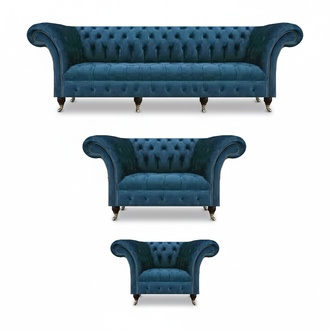 Designer set 3 pieces modern 2x sofa set armchair modern seating furniture Chesterfield