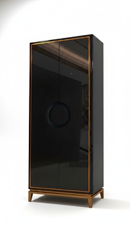 Modern style designer glass wall wardrobe made of real wood frame & stainless steel