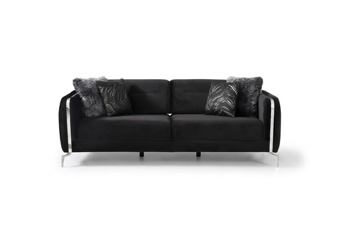 Designer sofa 3 seater big couch upholstered sofas design black velvet furniture