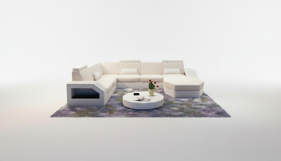Designer sofa corner sofa leather fabric textile upholstery furniture living landscape couch