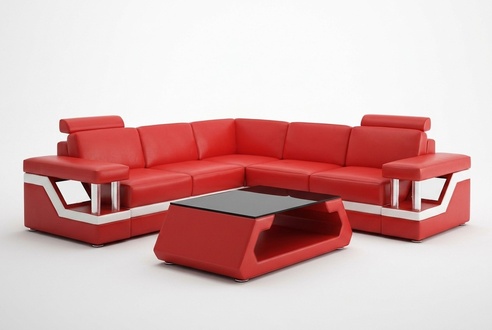 Designer Sofa Couch Corner Sofa Leather Textile Upholstery Set Living Room Landscape L Shape