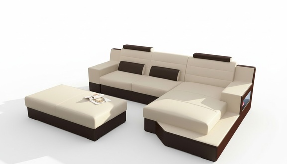 Designer leather textile upholstery set living landscape L-shaped sofa couch corner sofa