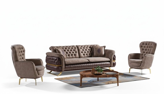 Designer sofa set 3+3+1 seater couch seating set Chesterfield