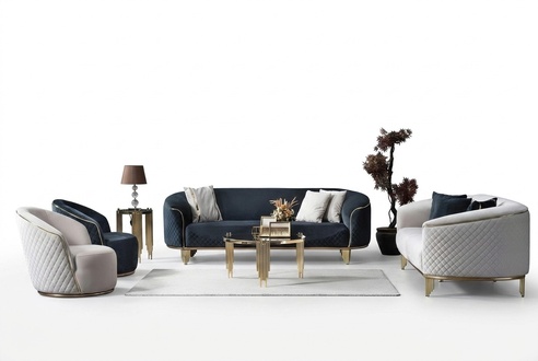 Designer sofa set 4 pieces living room sofas 3 seat couch armchair modern design