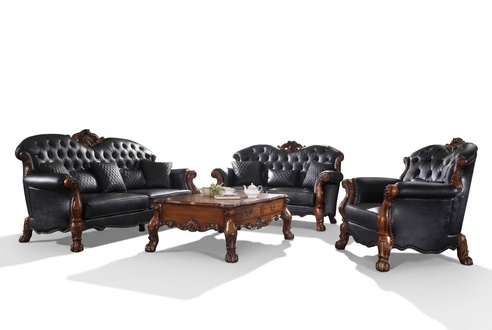 Designer sofa set 3+2+1 seater sofa couch leather set upholstery set wood
