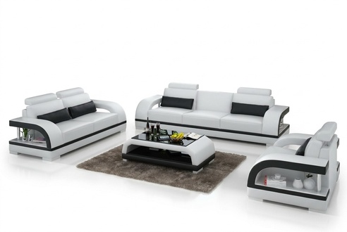 Designer sofa set leather sofa set 3+2+1 sofa couch new Citadel white