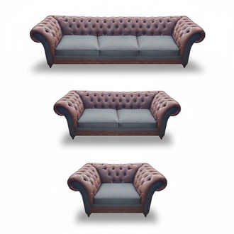 Designer sofas couches complete 3-piece living room Chesterfield armchair couch