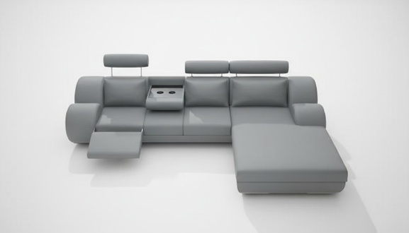 Designer sofa set living area corner couch sofa USB upholstered leather sofa gray