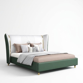 Designer upholstery double bed beds bed bedroom double bed textile leather New !