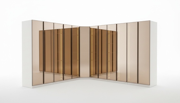 Designer white wardrobe L-shape cabinet luxurious glass cabinet