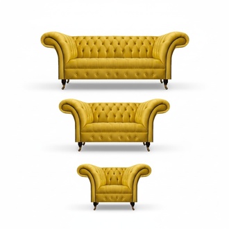 Designer Yellow Chesterfield Sofas Modern Living Room Seating Couches 3-piece