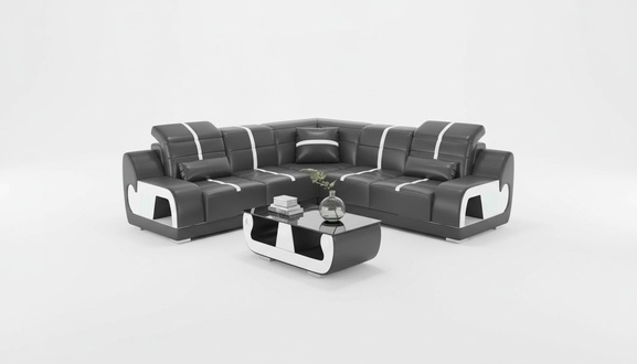 Designer sofa corner sofa L shape black faux leather upholstery sofas corner
