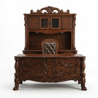 Desk Chair Computer Desk Designer Office Tables Baroque Rococo 3pcs Set