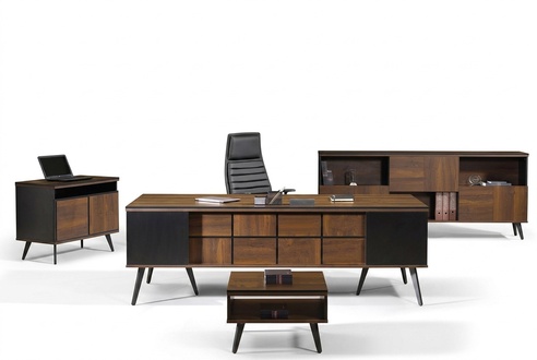 Desk Klassischе Complete study furniture 4pcs wood brown