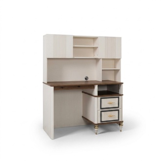 Desk office table computer table beige office furniture wooden table shelves