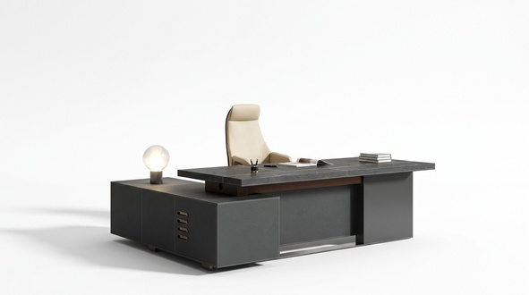 Desk leather office tables designer furnishings table furniture armchair set 2 pieces.