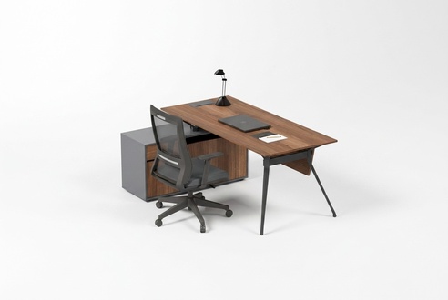 Desk Office Set Table Study Furnishings Modern Brown New