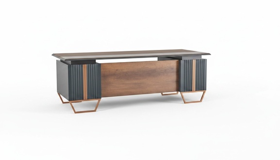 Desk Home Office Office Table Rectangular Shape Gray Brown Two-Tone