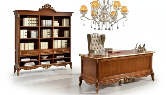 Desk Table Bookshelf Cabinet Wood Furniture Table 3pcs Set Brown