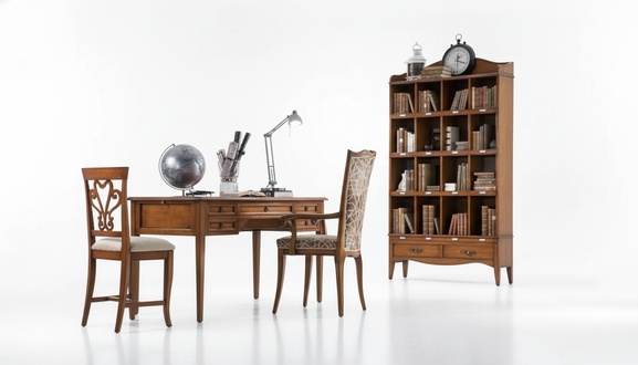 Desk wood table tables bookshelf furniture office design 3pcs set