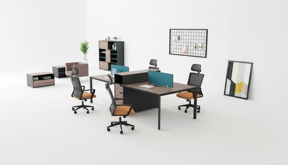 Desk workstation table 4 workstations counter wooden tables office furniture