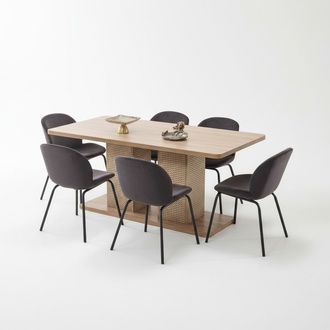 Dining room 6 chairs dining table complete 7 pieces modern luxury design furniture