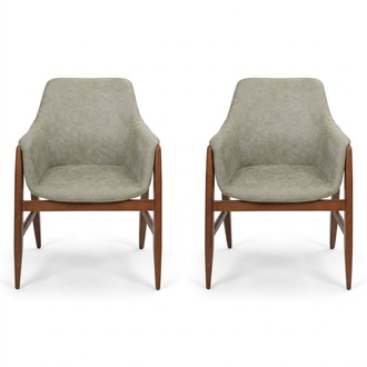 Dining room chair 2x chairs kitchen chair armchair wood fabric modern grey chair
