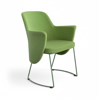 Dining room chair kitchen chair armchair seater fabric modern wood green new