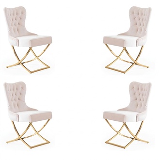 Dining Chair Kitchen Dining Chairs Textile Set 4x Stainless Steel Chair