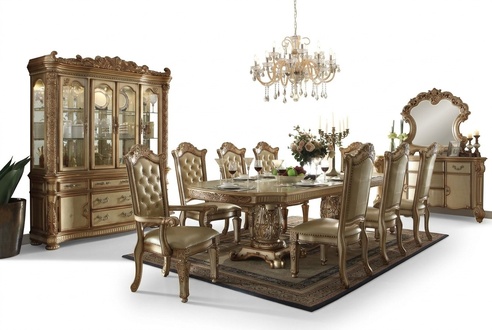 Dining Room Complete Set Table Sideboard 8x Chair Set Glass Cabinet Baroque 10 pcs.